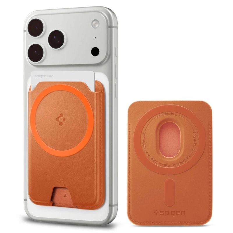 Spigen Valentinus MagFit+ MagSafe Magnetic Phone Wallet - Orange