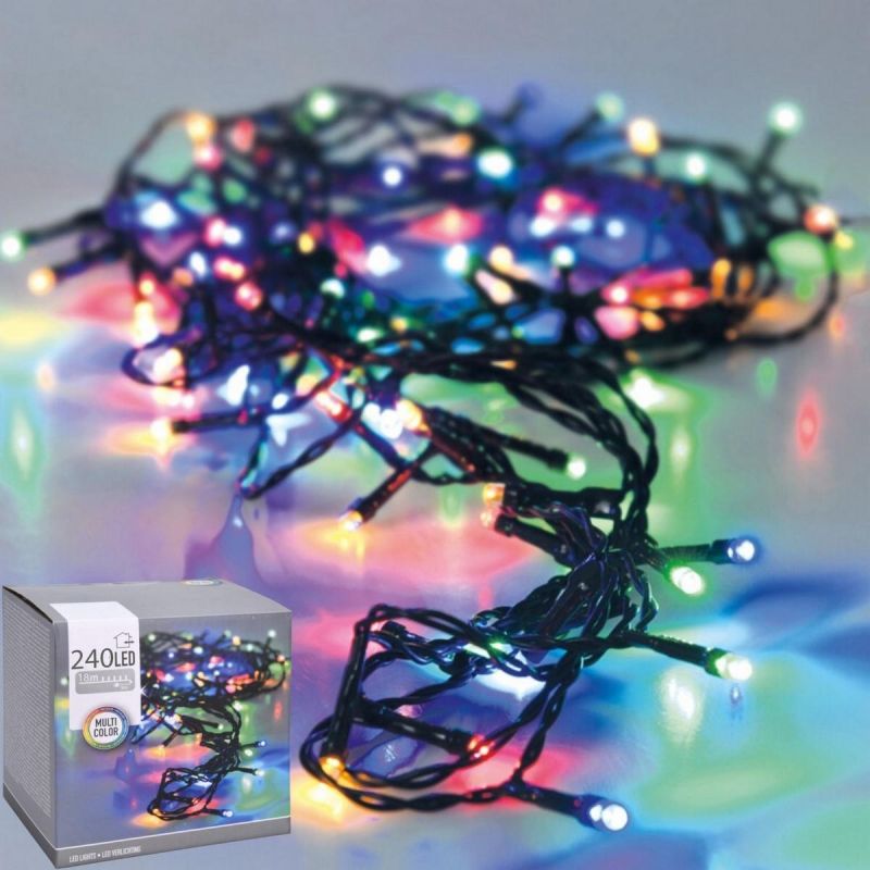 CHRISTMAS TREE LIGHTS LIGHT CHAIN 240 LED TIMER MULTICOLOR