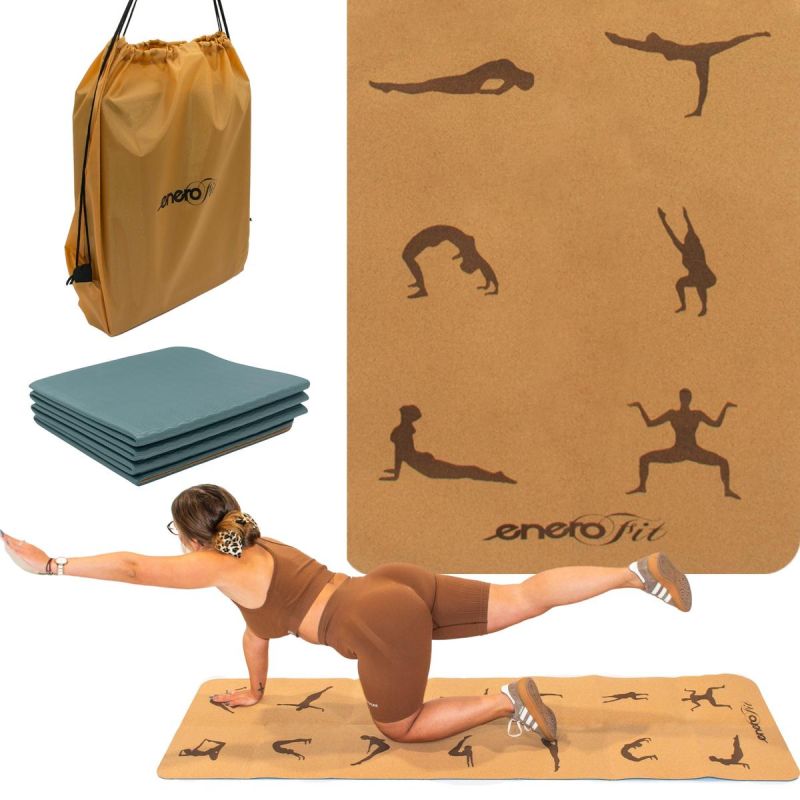 CORK FOLDABLE YOGA MAT 183x61x0.4CM ENERO FIT