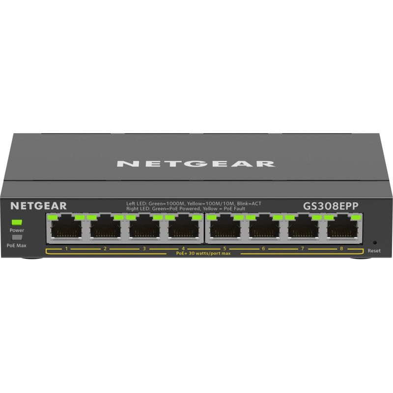 Netgear GS308EPP-100PES 8-Port PoE Switch 123 W (PoE+: 8 ports) Unmanaged Gigabit