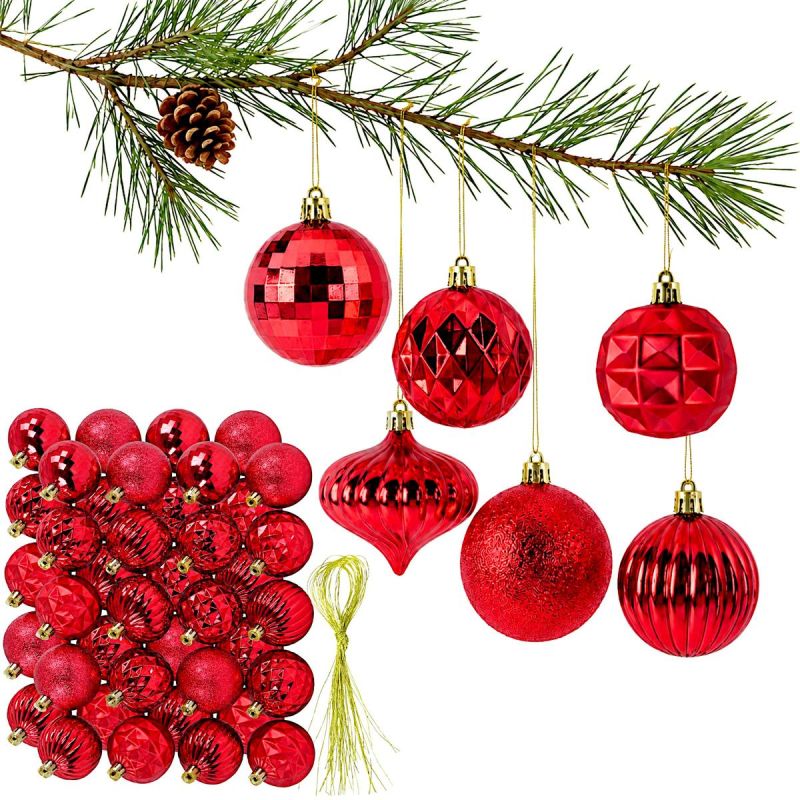 DECORATIVE PLASTIC BAUBLE SAFE 40 PCS. diameter 6 cm, RED MICA