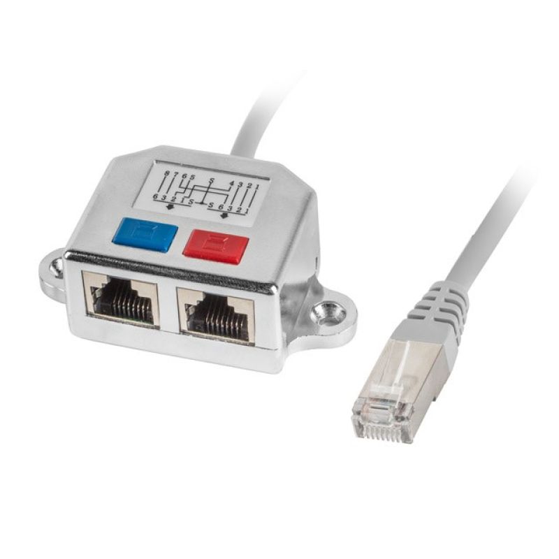 Lanberg AD-0026-S adapter (RJ45 M - 2 x RJ45 F; gray color)
