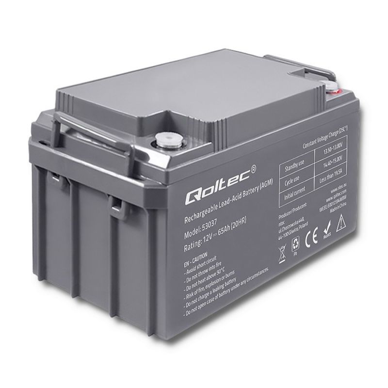 Qoltec AGM battery | 12V | 65Ah | max 780A