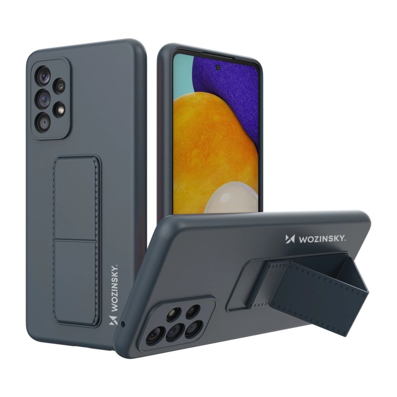 Wozinsky Kickstand Case silicone case with stand for Samsung Galaxy A73 navy blue