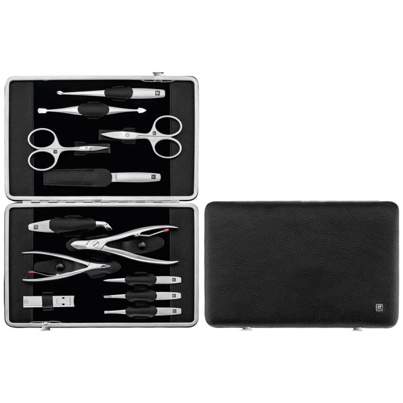 ZWILLING TWINOX Manicure Set – Black Leather Case, 12 Pieces