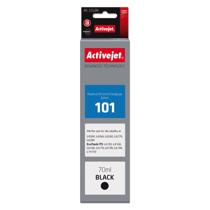 Activejet AE-101BK Ink Bottle (Epson 101 replacement; Supreme; 70 ml; black)